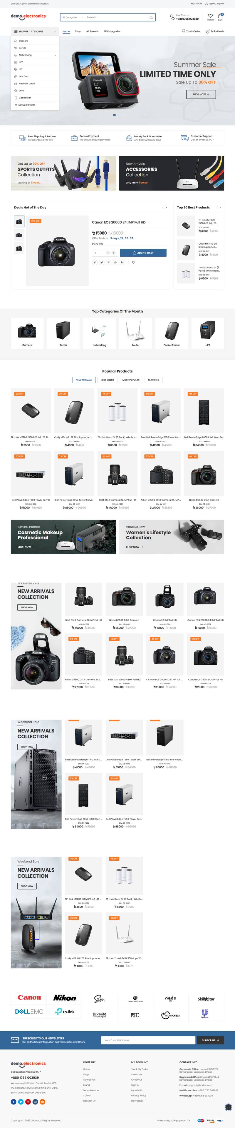 Electronics Shop — full website screenshot