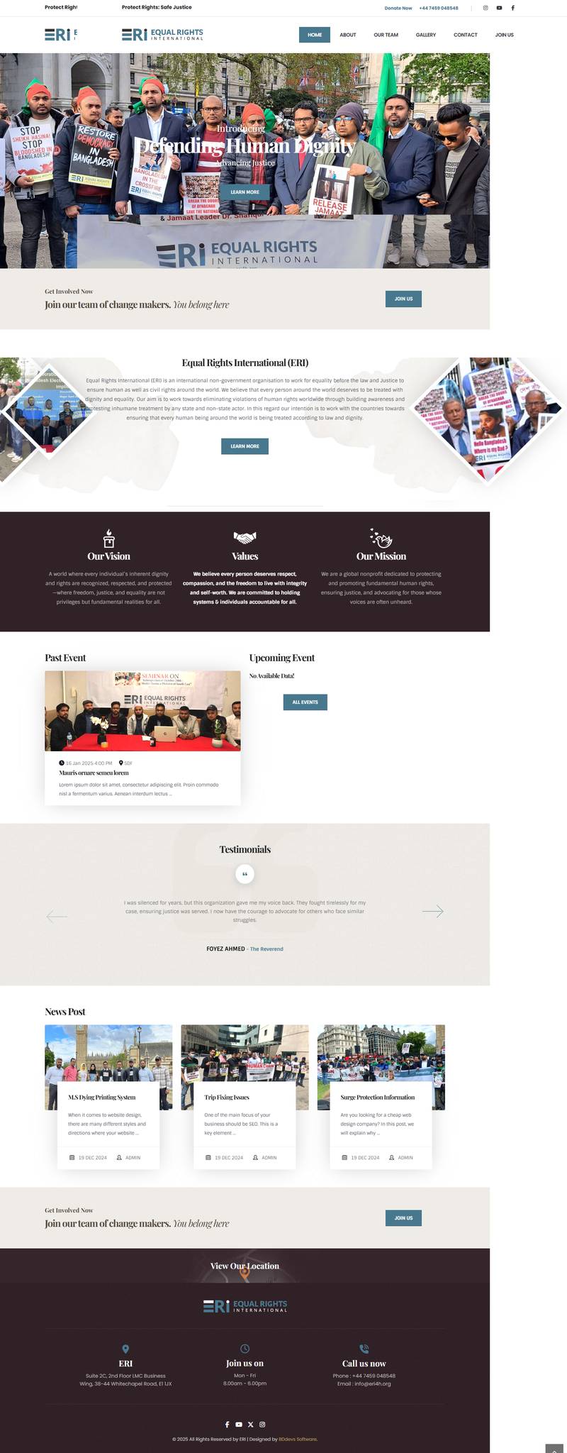 Equal Rights International — full website screenshot