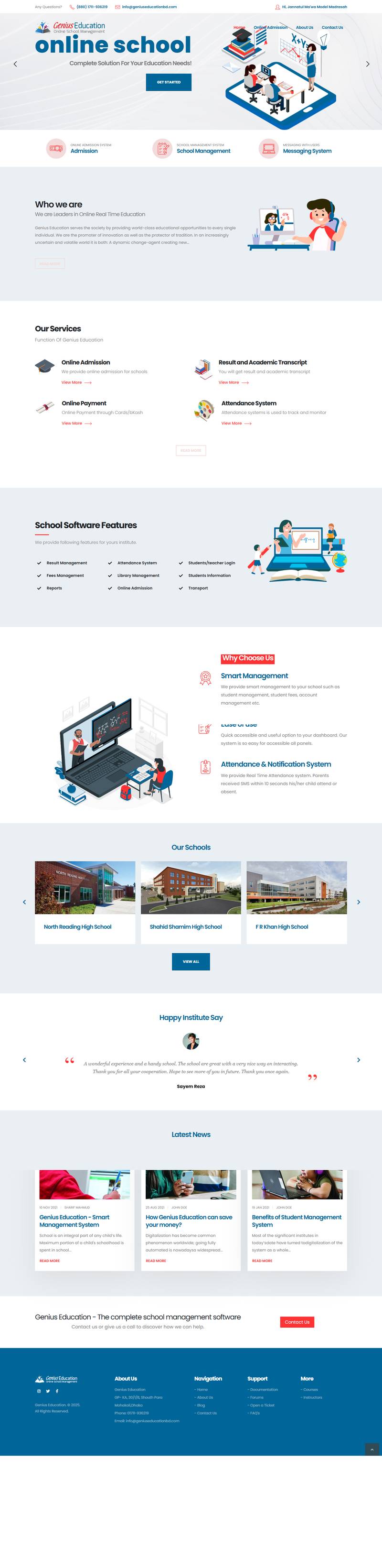 Genius Education — full website screenshot