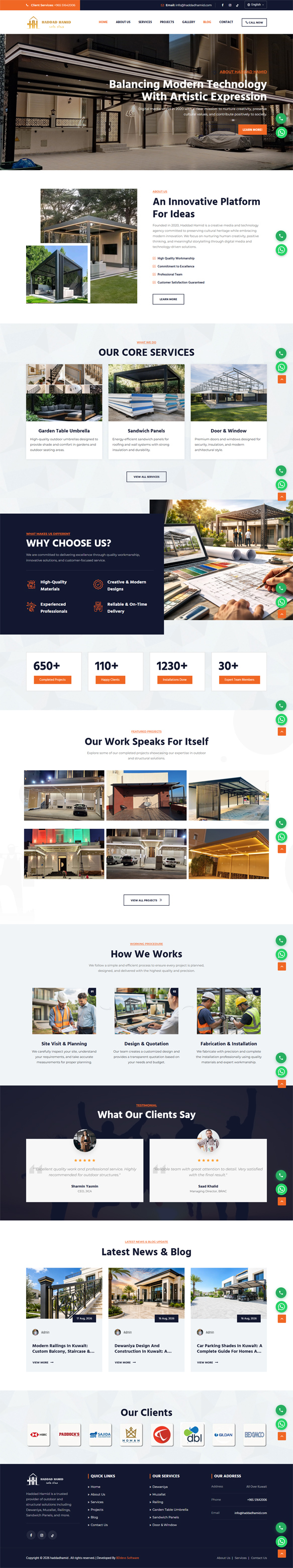 Haddad Hamid (Metal Fabrication & Outdoor Structural Solutions) — website screenshot
