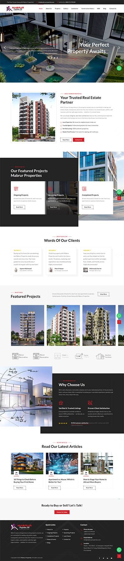 Mabrur Properties — full website screenshot