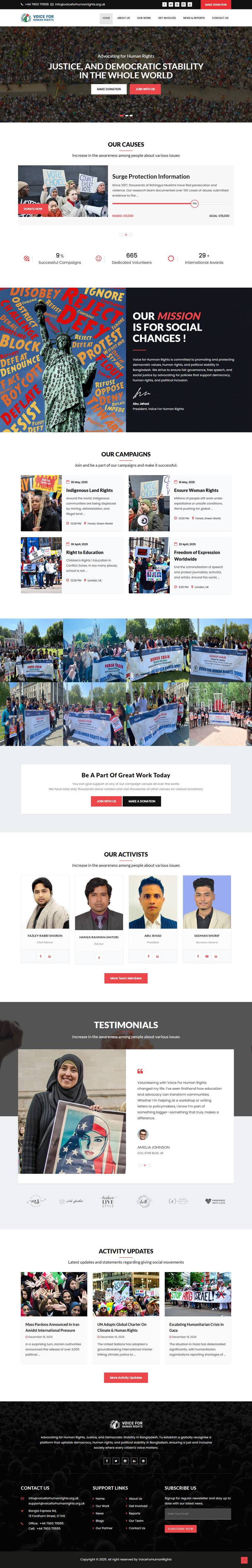 Voice for Human Rights — full website screenshot